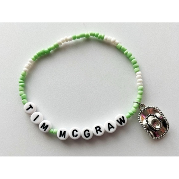 Taylor Swift Eras Tour Friendship Bracelet Tim McGraw Debut w/ Cowboy Hat Charm - Picture 1 of 2